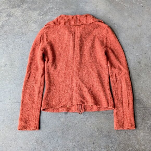 Vintage Frost Orange Lambswool Full Zip Colorful Floral Embroidered Sweater XS - Picture 8 of 8